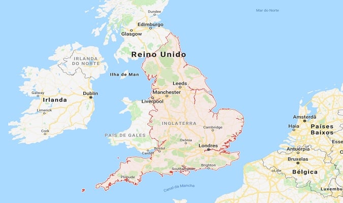 Mapa da Inglaterra e Regiões da Inglaterra - Europa Destinos